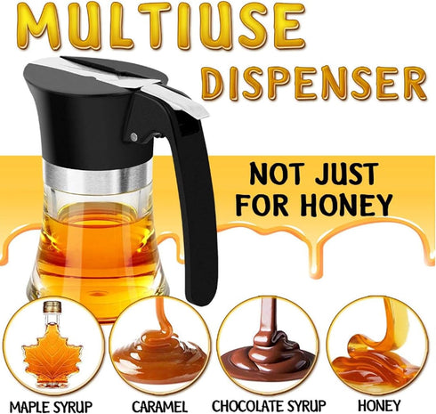 3.38Oz Honey Dispenser, No Drip Honey Jar Maple Syrup Dispenser Easy to Clean Olive Oil Dispenser with Handle Sugar