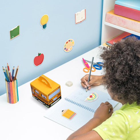 Fulmoon 37 Pcs Back to School Sticky Notes Set with School Bus Box, 36 Pcs Owl Shaped Self Adhesive Notes