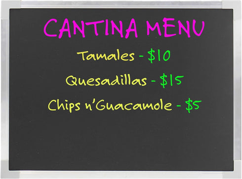 Flipside Products 18" x 24" Aluminum Framed Black Dry Erase Board, Large Surface, Wall Decor, Menu Board
