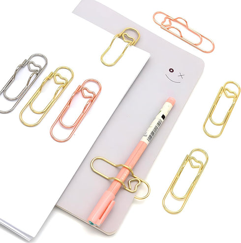 Zrwcvxy 15 pcs Multifunctional Pen Clips, Large Size Paperclip Holders for Notebooks and Papers, Gold/Silver/Rose Gold