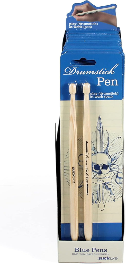 Suck UK Drumsticks Ballpoint Pens - Set of 2 Blue, Novelty Drummer Gifts for Men & Music Lovers, Unique Office Supplies