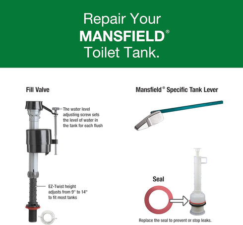 Fluidmaster K-400A-023 Mansfield Toilet Fill Valve and Flush Valve Seal Repair Kit in Multicolor