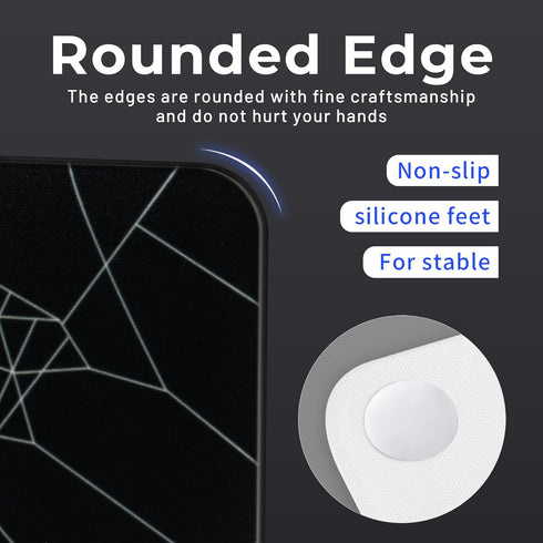 GMKWTL 410mm*310mm, XVX Glass Mouse Pad for Gaming, Black Spider Webs Hard Gaming Mousepad, Professional Large Mouse