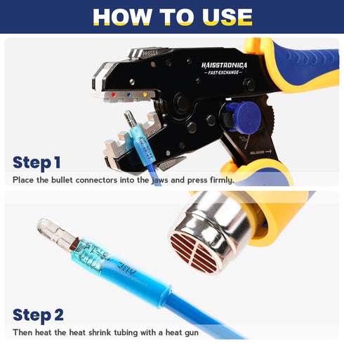 haisstronica 220PCS Heat Shrink Bullet Connectors, AWG22-10 Male and Female Wire Bullet Terminals Kit