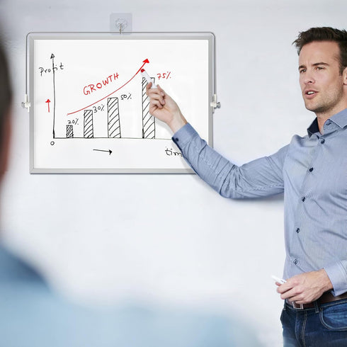 Magnetic Desktop Whiteboard with Stand, 16'' x 12'' Double-Sided Dry Erase Board with 6 Markers and 1 Eraser