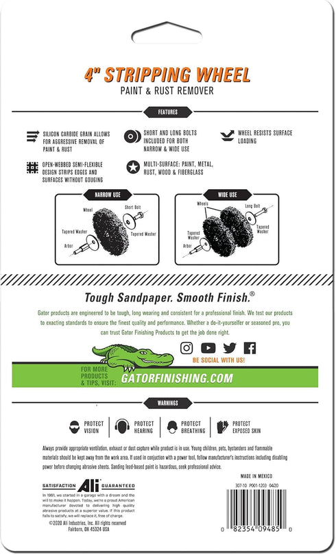 Gator 4" Drill Mounted Stripping Wheel, Silicon Carbide, Extra Coarse Grit by GATOR FINISHING PRODUCTS