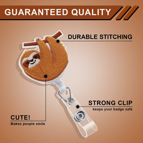 WILLBOND 3 Pcs Sloth Badge Holder, Cute Sloth Retractable Felt Reel Clip with Alligator Clip for Women Nurse ID Card
