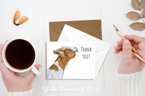 Generic Set Set 10 Within Reach Goat Thank You Card of Cards w/envelopes