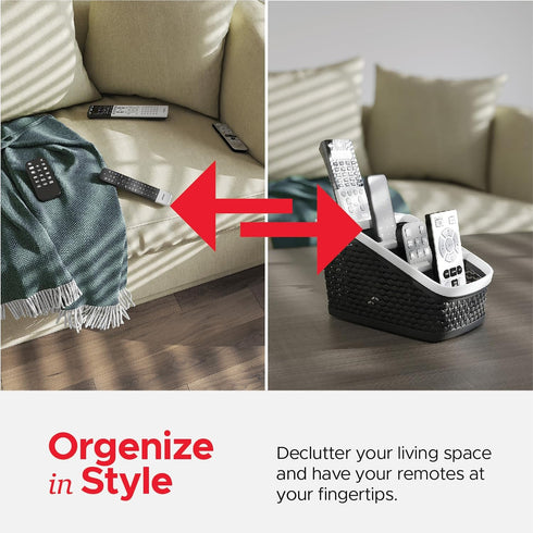 Remote Control Holder Set of 2, 4 Compartment Organizer for TV Remotes, Desktop Storage