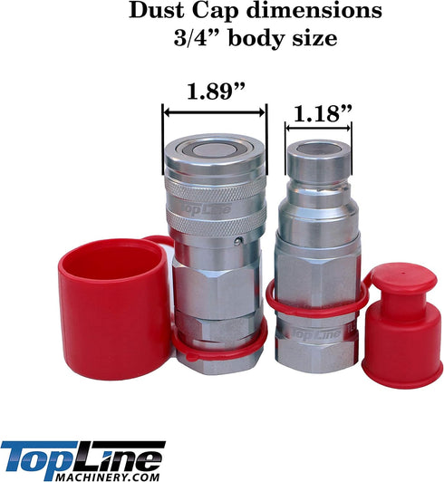 3/4 Size Flat Face Hydraulic Quick Coupler Rubber Caps Plug Set - Fits Bobcat Size Couplers (1 set)