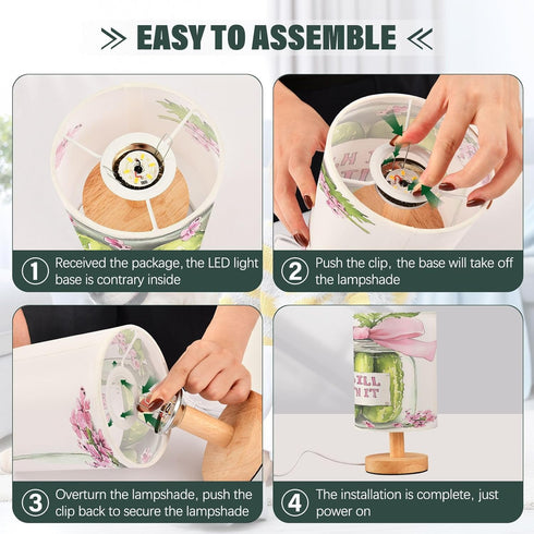 LFICRTAN Table LED Lamps Watercolor Cute Pickle Jar Bedroom Night Light Bedside Lamps with USB Ports Nightstand Lamps
