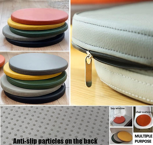 HCZKIUJ 45 45 2.5CM) PU Leather Round Chair Cushion, Waterproof PU Leather Seat Cushion, Soft Memory Foam Round