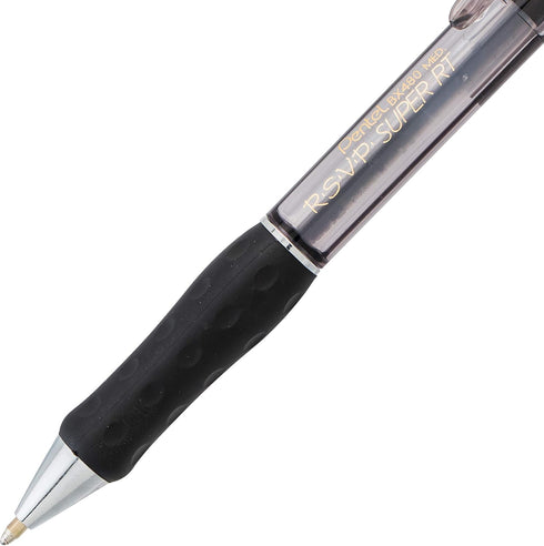 Pentel RSVP Super RT Ballpoint Pen, Medium Line (1.0mm) Black Ink, 3-Pk - BX480BP3A