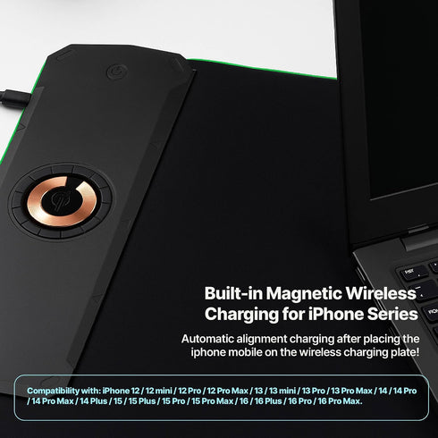 Generic 15W, 900x400x4MM, Wireless Charging RGB Gaming Mouse Pad LED Mouse Pad Light Modes Extra Large Mousepad