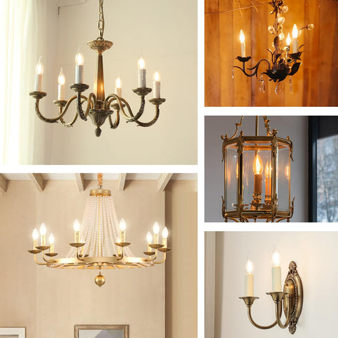 Helunsi 6 Sets E12 Chandelier Socket, Candelabra Socket Replacement, Adjustable Height Chandelier Light Socket