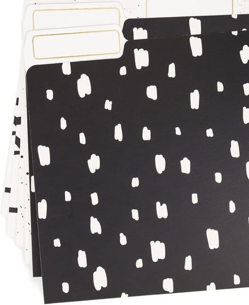 U Brands Artistic Elements File Folders, 1/3-Cut Tabs in Assorted Positions, Letter Size, Black and White, 6 Count