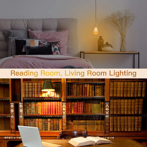 2 Pack LED Amber Light Bulbs, 7W A19, 1800K Warm Light, Blue Light Blocking, 60 Watt Equivalent for Healthy Sleep, 2