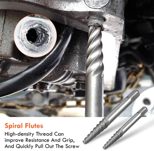 5Pcs Screw Extractor Set, Spiral Flute Bolt Extractor Set for Removing Stripped Screws and Broken Bolts