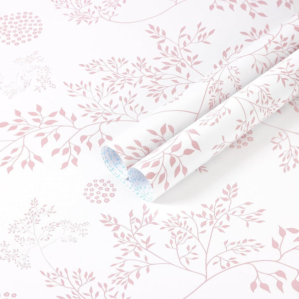 Heroad Boho Peel and Stick Wallpaper Pink Floral Contact Paper 17.3"x393" Leaf