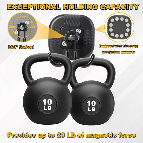 360 2 Pack Large Swivel Magnetic Hooks Heavy Duty for Hanging with Rotation, Non-Scratch Strong Magnet Organizer Holder