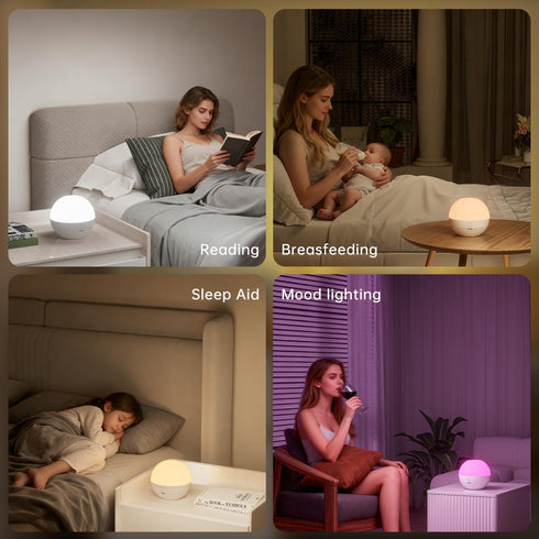 BYSYGLOBE Dimmable 16 5 Night Light, Touch Lamp for Bedroom, RGB Colors, Brightness, Portable Rechargeable Bedside