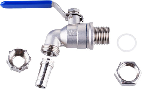 TIZZE 1/2 inch Stainless Steel Ball Valve Weldless Bulkhead for Home Brew Kettle/Mash Tun
