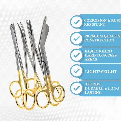 5pc Stainless Steel Bandage Scissors,Stitch Scissors,Hemostat & Diagnostic Penlight -Survival Prepper Supplies