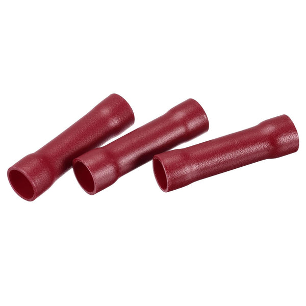 MECCANIXITY Butt Crimp PVC Terminals Red 8 AWG Fully Insulated for Electrical Wire Crimping, Pack of 3