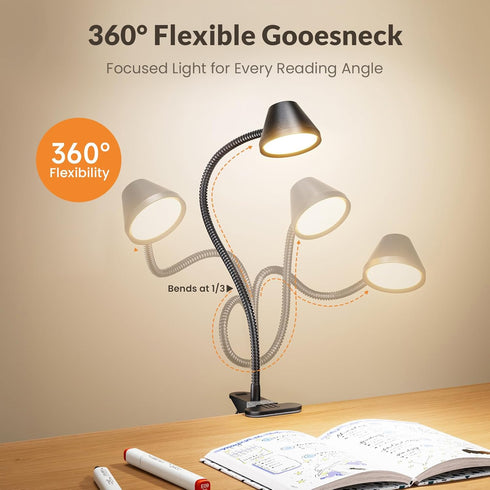 5 Dimming, RG0 LEPOWER Clip on Light, Reading Lights for Books in Bed with Colors & Stepless Eye-Care, Amber Glow Light