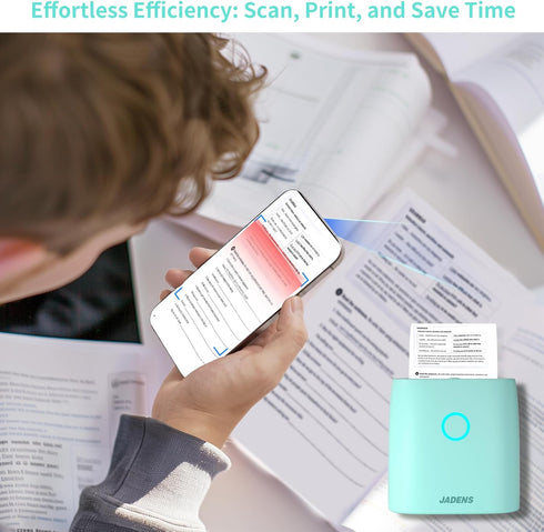 JADENS Mini Sticker Printer, Bluetooth Thermal Pocket Printer for iPhone, Green, Inkless for Children's Gifts & Study
