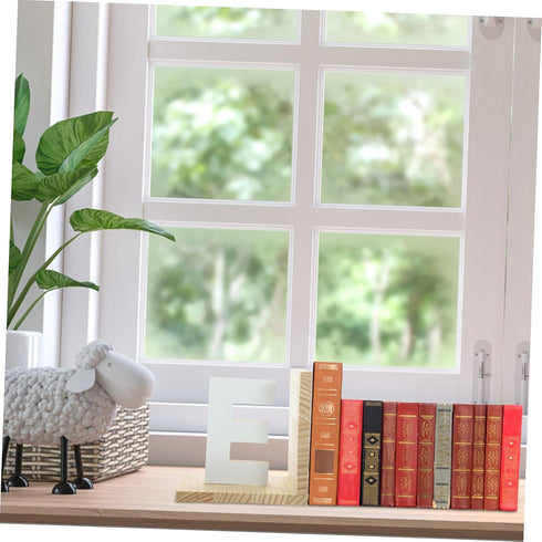 Minimalist E-Shaped Wooden Bookends - Elegant Desk Book Stoppers