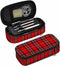 Plaid Check Pencil Pouch - Scottish Tartan High Capacity Pencil Case, Stationary Bag, Cosmetics Bag (Red White)