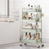 4 TOOLF Tier Rolling Cart with Pegboard, Metal Storage Organizer Cart with Wheels, Hooks & Bins Esthetician Craft Art