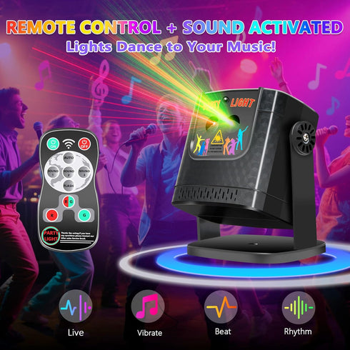 bubusan 60 (DF-R10) Sound Activated Party Lights - Patterns Mini DJ Disco Ball Strobe Stage Light, USB Powered RGB LED