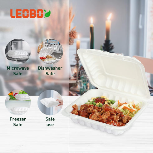 Take Out Containers, BPA Free Plastic To Go Containers with Lids, 65-Pack 30 oz Reusable Meal Prep Clamshell Boxes