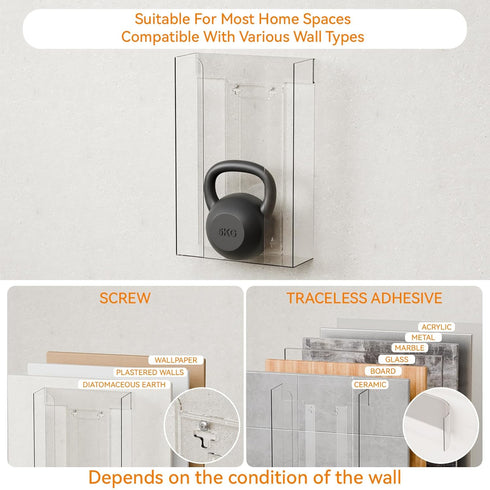 Yieach Acrylic Glove Box Holder Wall Mount With Adhesive,No Drilling Disposable Medical Rubber Glove Holder on Wall