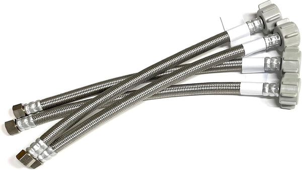 Toilet Supply Line - Braided Stainless Steel Water Connector, 3/8 Female Compression x 7/8 Female Ballcock Thread (4,
