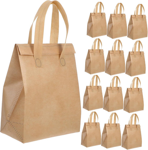 Alipis Insulated Takeout Bags 50 Pack Bulk Lunch Boxes Handles Insulated Beverage