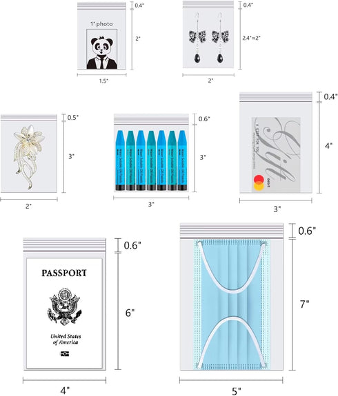 Small Plastic Jewelry Bags, 200pcs Mini Zipper Bags, 2" x 3" Clear Resealable Poly Bags for Craft