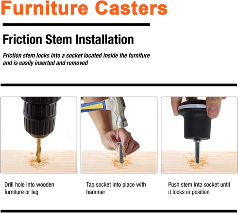 sets 5 Bell Glides Caster WheelsFixed Stationary Castors for caster Sofa Chair Cabinet Furniture Replacement