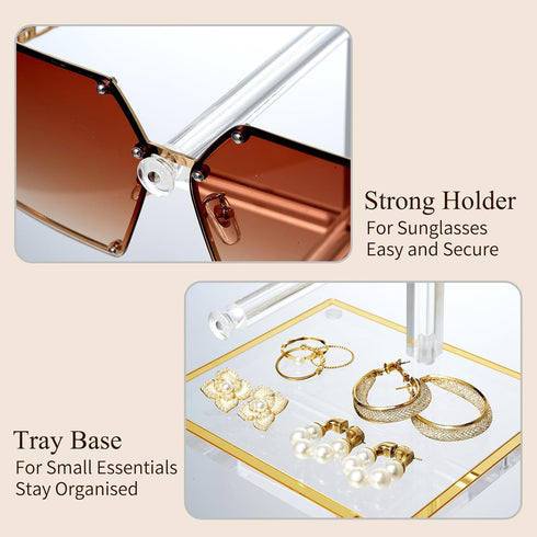 Set 2 (2-Tier 3-Tier), Closet Counter Luxury Acrylic Sunglasses Display Stand of & Glasses Stand, Eyewear Holder