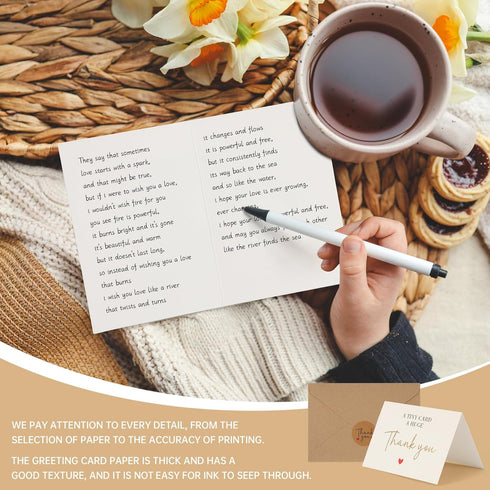 ZestHub 40 Pack 5x3.5 Inchs Small Thank You Cards, Mini Gold Foil Thank You Notes Bulk with Envelopes and Stickers