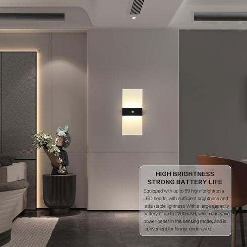 Clnutrieve Set 2,Magnetic Dimmable Rechargeable Battery Operated Wall Sconces of Wireless Led Wall Lamp, Motion Sensor