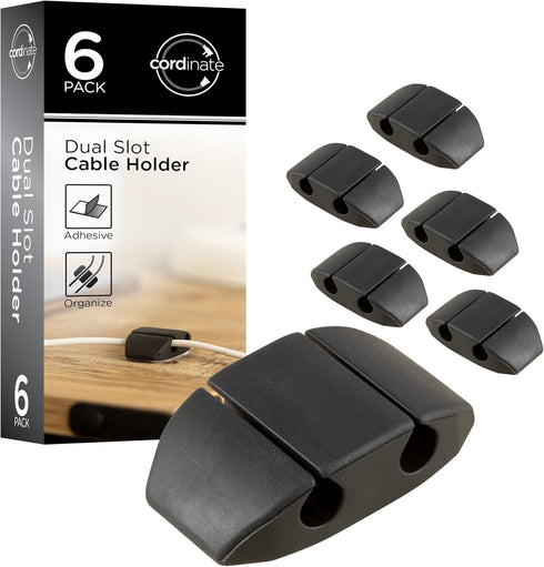 Cordinate Dual Slot Cable Management Dots, Cord Organizer Cable Holder Clips, Desk