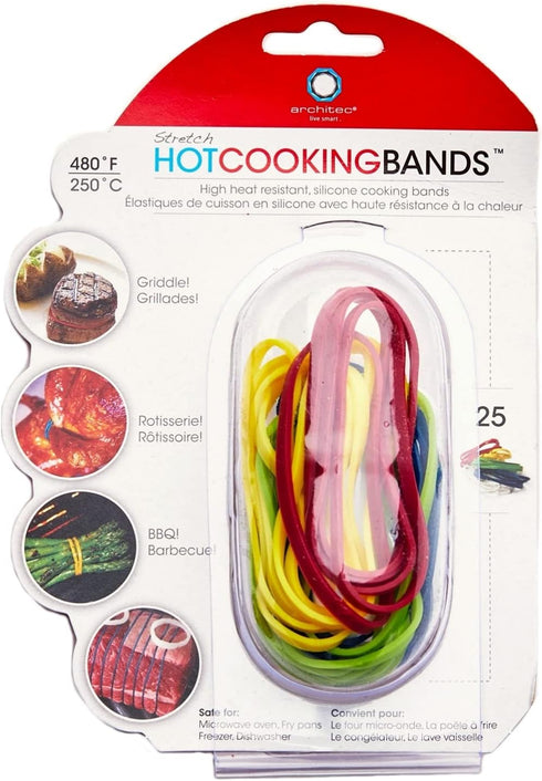 HIC Kitchen Architec Stretch Cooking Trussing Bands - Medical-Grade Silicone, Set of 25