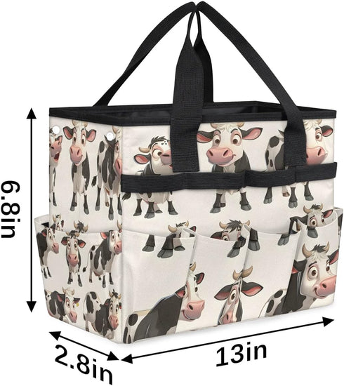 10 Cow Garden Tool Bag, Garden Tote Storage Bag with Pockets, Indoor and Outdoor Milk Cow Gardening Tool Organizer