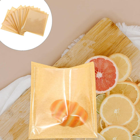 18x19cm, 100pcs Commercial Kraft Paper Bread Bags with Window Bakery Treat Bags for Cookies, Donuts, Sandwiches