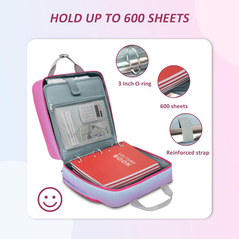 Ytonet Zipper Binder 3 Ring, 3 Inch Binder with Zipper, Fits 15.6 in Laptop, 600 Page Multi-Pocket Organizer