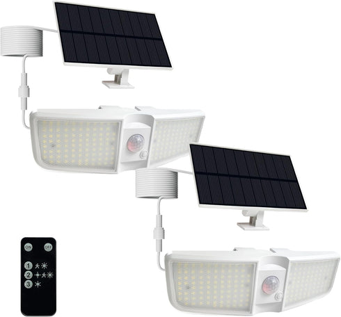 Solar Motion Sensor Outdoor Floodlights 6500K with Remote Control, 180 LED Waterproof,Solar