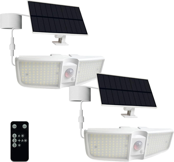 Solar Motion Sensor Outdoor Floodlights 6500K with Remote Control, 180 LED Waterproof,Solar